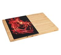 WENKO Tabla de Cortar con Vidrio Llama, Marrone, 38 x 1,6 x 28