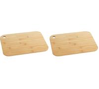 Wenko Tagliere Bambù M+ - Tagliere da cucina, tagliere con foro d'impugnatura, delicato sui coltelli, Bambù, 33 x 0.8 x 25 cm, Marrone (Confezione da 2)