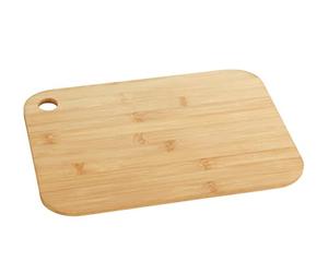 Wenko Tagliere Bambù M+ - Tagliere da cucina, tagliere con foro d'impugnatura, delicato sui coltelli, Bambù, 33 x 0.8 x 25 cm, Marrone