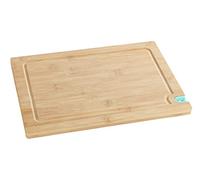 Wenko Tagliere con affilacoltelli M - Tagliere da cucina, tagliere con scanalatura raccogli-liquidi, delicato sui coltelli, Bambù, 33 x 1.5 x 23 cm, Marrone