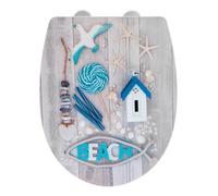 WENKO Tapa de WC Beach, Multicolore, 41 x 46 x 6 | coperchio WC in termoplastico resistente agli urti, 36,5 x 45 cm, multicolore, Mod Beach