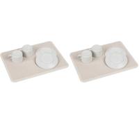 Wenko Tappeto drenante MOD. Damon scolapiatti in diatomite Assorbente per Cucina con Piedini in Silicone Carta vetrata 40 x 30 x 0,9 cm Beige (Confezione da 2)