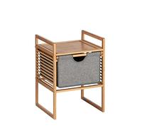 WENKO Tavolino Bahari con cassetto, moderno comodino in bambù ecologico ed ecosostenibile, cassetto in poliestere di facile manutenzione, ripiano, tanto spazio per accessori, 40 x 56 x 40 cm