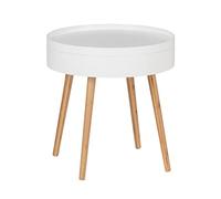 WENKO Tavolino Finja con Vassoio e vano portaoggetti, ingegnerizzato bambù Materiale: Legno, Naturale, 49,5 x 51,5 x 49,5 cm