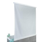 WENKO Tenda a rullo per doccia - WENKO vi offre l'alternativa moderna alla tenda da doccia: la pregiata tenda a rullo è adatta per la doccia o la vasca da bagno e crea. in una sola mossa. un'atmosfera elegante nella stanza da bagno. La tenda a rullo si asciuga velocemente e conquista grazie alla ponderata funzionalità ed al design accattivante. Grazie al suo moderno motivo a strisce dal classico colore bianco. la tenda da doccia costituisce un assoluto elemento di risalto. La tenda di facile manutenzione è costituita da pellicola in plastica (PEVA) ecologica e riciclabile ed assolutamente impermeabile. Le misure della tenda da doccia sono 128 x 240 cm. Il montaggio è un gioco da ragazzi: la tenda a rullo per la doccia o la vasca da bagno viene montata al soffitto comprensiva di cassonetto. In questa maniera può essere abbassata in modo continuo fino alla sua massima lunghezza di 240 cm. grazie alla catenella posta lateralmente. Dopo la doccia o il bagno lasciare semplicemente asciugare ed infine arrotolarla nuovamente - assolutamente pratica. moderna e salvaspazio. Il cassonetto verniciato di colore bianco è in alluminio di qualità e assolutamente resistente contro la ruggine. Viti e tasselli per il fissaggio sono forniti in dotazione.. Alluminio. 132 x 240 x 5 cm. Bianco