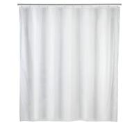 Wenko - Tenda da doccia in tessuto bianco tinta unita con anelli per il fissaggio all'asta della doccia, lavabile, impermeabile, 240 x 180 cm