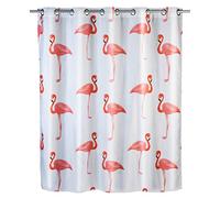 WENKO Tenda doccia antimuffa Flex Flamingo, Poliestere, 180 x 200 cm, Multicolore