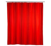 Wenko Tenda doccia antimuffa monocolore rosso - antibatterica, lavabile, Poliestere, 180 x 200 cm, Rosso