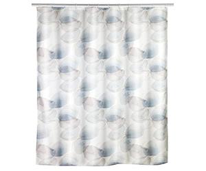 WENKO Tenda per doccia antimuffa Navan, tenda in tessuto antibatterico per doccia e vasca, lavabile e idrorepellente, con 12 anelli da fissare all’asta della doccia, 180 x 200 cm