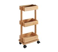 WENKO DIE BESSERE IDEE Scaffale Tortona-Carrello da Bagno con rotelle, bambù, Marrone, 18 x 71.5 x 31 cm