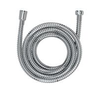 Wenko Tubo doccia accaio - Tubo flessibile per doccetta con protezione antitorsione ed omologazione per acqua potabile, Acciaio inossidabile, 125 cm, Argento
