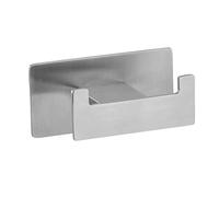 Wenko Turbo-Loc - Gancio da parete Duo Genova Opaco, decorativo, doppio bagno, in acciaio inox, per asciugamani o utensili da bagno, fissaggio senza foratura, antiruggine, 8,9 x 4,4 x 5,4 cm (L x A x
