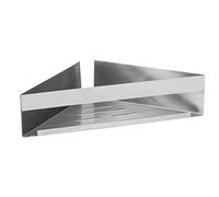 WENKO Turbo-Loc - Mensola angolare Genova opaca, in acciaio inox di alta qualità, da fissare senza forare con sistema di cuscinetti adesivi, 36 x 8 x 17 cm