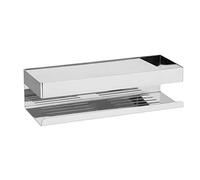 Wenko Turbo-Loc - Mensola da parete Genova Shine, in acciaio inox per fissaggio senza foratura, con sistema di cuscinetti adesivi, 30 x 8 x 10,5 cm, lucido