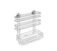 WENKO Turbo-Loc® portarotolo da cucina Trio - fissaggio senza trapano, Metallo cromato, 32.5 x 34 x 15 cm, Argento lucido