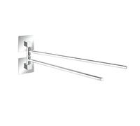 Wenko Turbo-Loc® - Portasciugamani in acciaio inox a 2 bracci Quadro - Fissaggio senza viti, acciaio inox, 6,5 x 14,5 x 40 cm, cromato