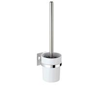 WENKO Turbo-Loc® Quadro portascopino WC - Fissaggio senza trapano, ABS, 9.5 x 35.5 x 12 cm, Cromo