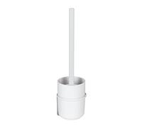 WENKO Turbo-Loc scopino WC Carpino porta scopino WC in plastica di alta qualità per fissaggio senza fori su superfici lisce, scopino WC con copertura flessibile, supporto da parete in metallo, bianco