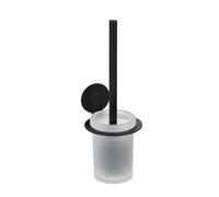 WENKO Turbo-Loc - Set Bivio Black opaco, supporto da parete in alluminio, inserto in vetro, con scopino per WC, fissaggio senza foratura, colore: nero, 12 x 34 x 14 cm