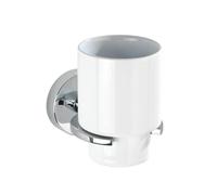 WENKO Vacuum-Loc® bicchiere portaspazzolini Capri - fissaggio senza trapano, Pressogetto di zinco, 8 x 10 x 12.5 cm, Cromo