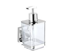 WENKO Vacuum-Loc® dispenser sapone in acciaio inox Quadro Capacità: 0.34 l, Acciaio inossidabile, 7.5 x 16 x 10 cm, Lucido