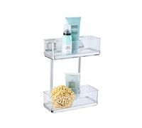 WENKO Vacuum-Loc portaoggetti 2 piani in acciaio inox Quadro, Acciaio inossidabile, 25.5 x 32.5 x 14 cm, Lucido