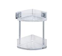 WENKO Vacuum-Loc portaoggetti angolare a 2 piani in acciaio inox Quadro, Acciaio inossidabile, 28 x 32.5 x 19.5 cm, Lucido