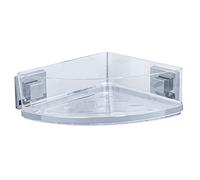 WENKO Vacuum-Loc portaoggetti angolare in acciaio inox Quadro, Acciaio inossidabile, 28 x 8.5 x 19.5 cm, Lucido