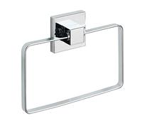 WENKO Vacuum-Loc® portasalviette ad anello in acciaio inox Quadro, Acciaio inossidabile, 18.5 x 14 x 3.5 cm, Lucido