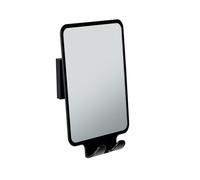 Wenko Vacuum-Loc® Specchio antiappannamento Quadro, specchio da parete per bagno e doccia, fissaggio senza forare, 14 x 19,5 x 8 cm, nero