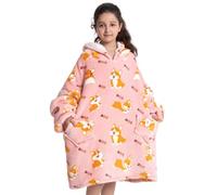 Wenlia Oversize Coperta Felpa con Cappuccio per Bambina e Bambini, Coperta Sherpa Indossabile Coperta Invernale Calda e Accogliente per TV Adatto a 7-13 Anni