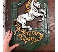 WENLIANG Il Signore degli Anelli Il Pony Rampante E Il Drago Verde Pub Signs Set, Insegna Stile Bar Fatto A Mano, Insegna Decorativa per La Casa Pub (A)
