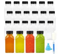 WENLISELL 32 bottiglie di plastica con coperchio, 250 ml | Riutilizzabili, bottiglie vuote, per mini frigo, succhi di frutta, bevande, frullati, acqua
