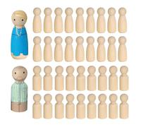WENLISELL 50 bambole in legno da 65 mm, figure di persone in legno non finite, 25 maschi e 25 femminili, corpi di bambole semplici per pittura, progetti artistici fai da te