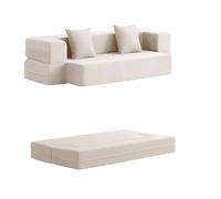 WENMEE Divano componibile trasformabile, Divano Letto Pieghevole da Pavimento, Divano modulare per Soggiorno, Camera da Letto o Salotto, in Tessuto a Coste(White,200x75x64cm)