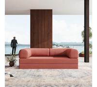 WENMEE Divano Letto Futon Convertibile 4 in 1, Divano Letto Estraibile, Divano Letto A Due Posti, Schienale E Braccioli Rimovibili, Nessun Montaggio(Red,180x100x70cm)