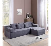 WENMEE Divano Letto Modulare Moderno, Divano Componibile, Divano in Velluto A Coste con Seduta Profonda, Chaise Longue, per Soggiorno, Non Richiede Montaggio(Gray)