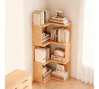 WENMEE Libreria angolare in legno massello, 1-5 ripiani da pavimento, girevole a 90 gradi, semplice piccolo mobiletto triangolare, armadio portaoggetti da parete, facile da montare(98x40x40cm)