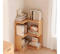 WENMEE Libreria angolare in legno massello, 1-5 ripiani da pavimento, girevole a 90 gradi, semplice piccolo mobiletto triangolare, armadio portaoggetti da parete, facile da montare(66x40x40cm)