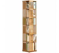 WENMEE Libreria girevole in bambù a 5 ripiani, scaffale portaoggetti indipendente, adatto per studio e soggiorno(178x37x37cm)