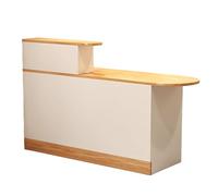 WENMEE Piccolo banco reception con cassettiera e armadietto for ufficio, salone, hall e negozio al dettaglio - Piccolo banco reception for grandi spazi(Beige - left,120cm)