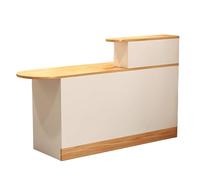 WENMEE Piccolo banco reception con cassettiera e armadietto for ufficio, salone, hall e negozio al dettaglio - Piccolo banco reception for grandi spazi(Beige - right,140cm)