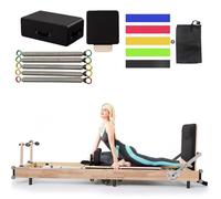 WENMEE Reformer Pilates Pieghevole, Attrezzo per Pilates Reformer con Reformer Box, Jump Board per Allenamenti A Casa Ed Esercizi per Il Corpo