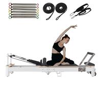 WENMEE Reformer Pilates Portatile E Pieghevole, Attrezzatura per Pilates da Utilizzare A Casa con Molle A Doppia Resistenza E Corde, Jump Board