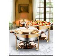 WENMILY Chafing Dish Buffet Set 6L[Robust und hochwertig],2pcs contenitori in acciaio inox [Eleganti Rosa Oro e Argento] Calco più caldo per per Feste, Catering ed Eventi （Rullo Bordo Design）