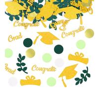 WenmthG 200 coriandoli decorativi per laurea, colore oro verde, Abi 2025, decorazione per la tavola, congratulazioni, gradini di prova, decorazione per la laurea