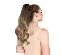 WENNALIFE Coda Capelli Extension Veri, 50cm 20 Pollici 80g Marrone Cioccolato al Biondo Chiaro Mocha Bronde Evidenziato Coda di Cavallo Capelli Veri Naturali Umani Ponytail Extension Coda Capelli Veri