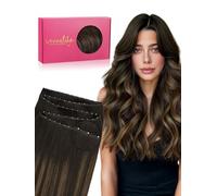 WENNALIFE Double Genius De Cabello Humano - Extension di capelli umani a forma di farfalla, 50,8 cm, 50 g, balayage castano scuro misto castano castano, da cucire, aggiungono volume e lunghezza