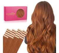 WENNALIFE Extension adesive di capelli umani, 40,6 cm, 20 pezzi, 50 g, rame, con nastro adesivo