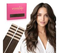WENNALIFE Extension Capelli Veri Biadesivo, 10pz 30cm 20g Marrone Cioccolato Extension Biadesive Capelli Veri Lisci Remy Tape in Hair Extensions Capelli Setosi Solo per L'aggiunta di Colori